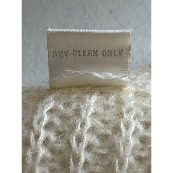 Moda Intl Ivory Mohair & Acrylic V Neck Button Down Cardigan Sweater XS - Picture 4 of 7